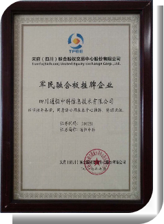 军民融合核心企业证书